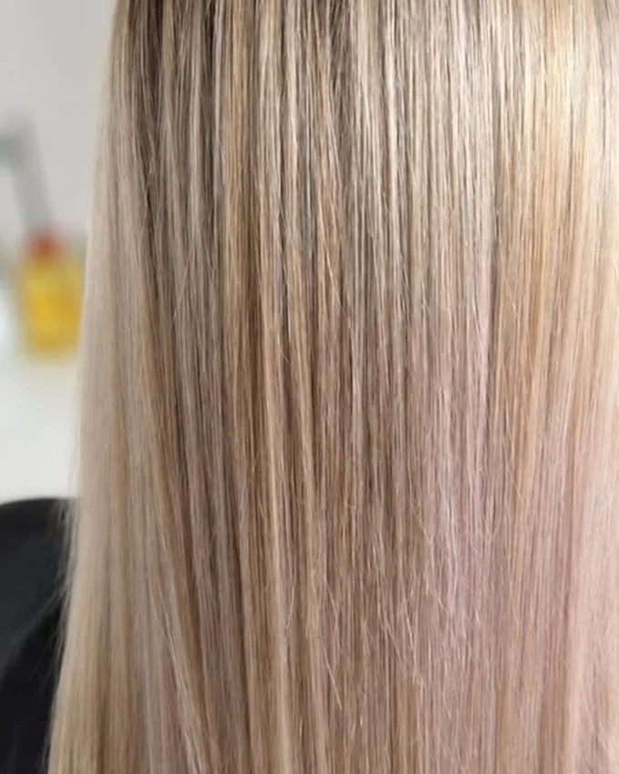 The same hair evenly lightened and smooth